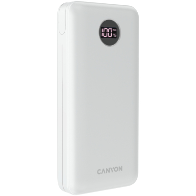 CANYON Powerbank PB-2002 LED 20000 mAh PD 20W QC 3.0 Biały