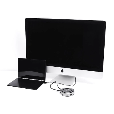 CANYON HUB DS-7 7in1 USB-C Ładowanie Qi Space Grey