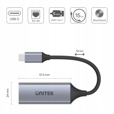 Karta sieciowa Unitek U1312A Ethernet 1000 Mbps