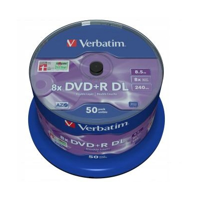 Verbatim DVD+R DL Double Layer Matt Silver 8.5GB 8x spindle 50-pack 12cm
