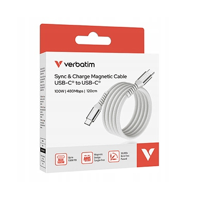 Verbatim USB kabel USB C (M) - USB C (M) 100W 1.2m magnetyczny szary 31854