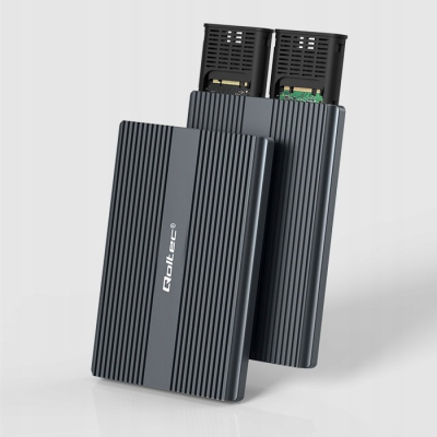 Qoltec Obudowa kieszeń na dysk M.2 SSD SATA NVMe USB-C DUAL 2 x 2TB