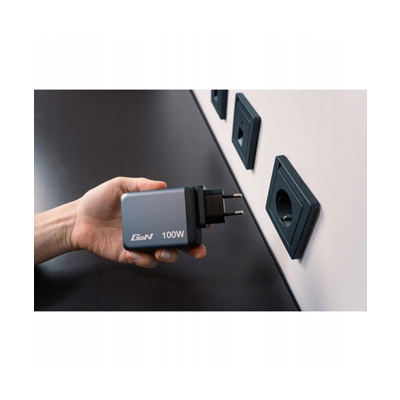 Verbatim Ładowarka GaN USB 3.0 USB C szara 100 W, wymienne końcówki C,G,A