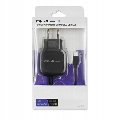 Qoltec Ładowarka sieciowa 17W 5V 3.4A USB + Micro USB 50189
