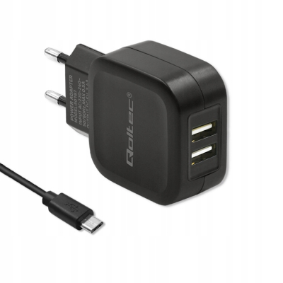 Qoltec Ładowarka sieciowa 17W 5V 3.4A 2xUSB + kabel MicroUSB 50187