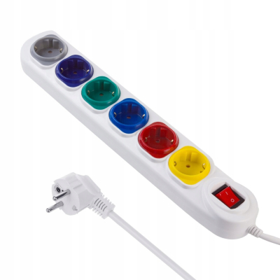 Maclean Listwa zasilająca 6 gniazd z włącznikiem 1.5m MCE509 W