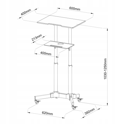 STOLIK NA KÓŁKACH pod notebooka/projektor S-10B