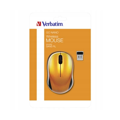 Verbatim Go Nano 49045 Mysz bezprzewodowa, pomarańczowa, 1600DPI