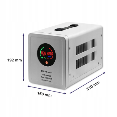 Qoltec Zasilacz awaryjny Pure Sine Wave UPS 1000VA 700W Stała faza Szary