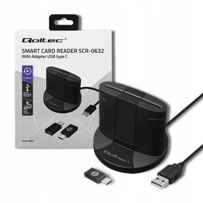 Qoltec Inteligentny czytnik chipowych kart SCR-0632 USB 2.0 +USB-C
