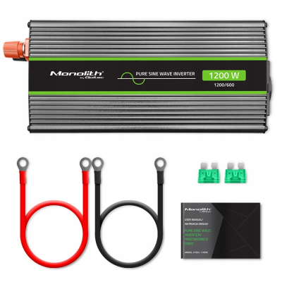 Qoltec Przetwornica napięcia Monolith 600W 1200W 12V/230V Czysty Sinus