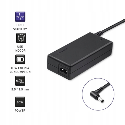Qoltec Zasilacz 90W 19V 4.74A 5.5*2.5 +kabel zasilający 50070