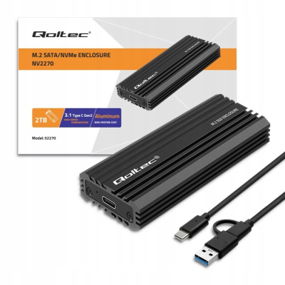 Qoltec Obudowa kieszeń NV2270 na dysk M.2 SSD SATA NVMe USB-C max 2TB
