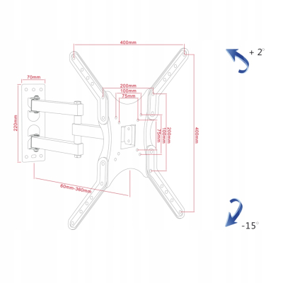 UCHWYT DO TV 19-56 30KG AR-61A reg. pion/pozio ART