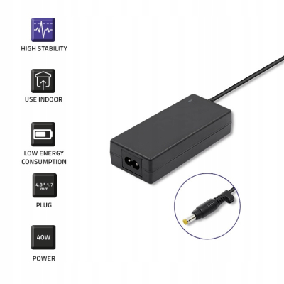 Qoltec Zasilacz do Sony Asus 40W 19V 2.1A 4.8*1.7+kabel zasil.7361.40W