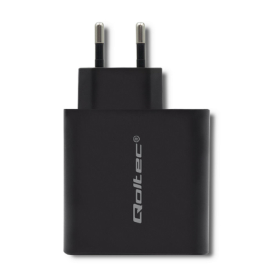 Qoltec Ładowarka sieciowa 63W 5-20V 1.5-3A USB typ C PD USB QC 3.0 Czarna