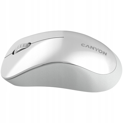 Canyon MW-11 - bezprzewodowa mysz optyczna 2.4 GHz, 3 przyciski biało-szara