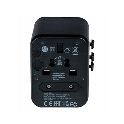 Verbatim Adapter podróżny World-to-World UTA-01 USB-A, czarny, 12 W