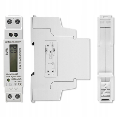 Qoltec Jednofazowy miernik zużycia energii szynę DIN 230V LCD 50887