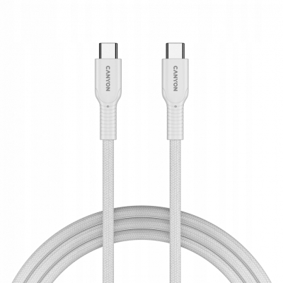 CANYON Kabel OnWire 60CL C-C 60W w oplocie 1m Biały