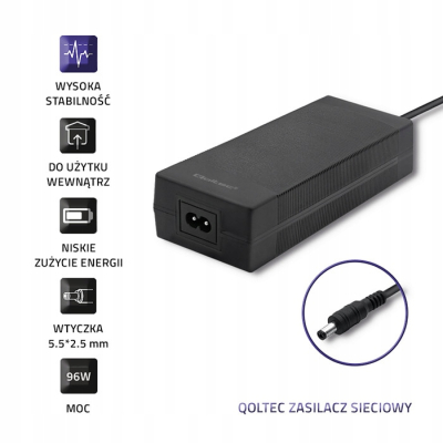 Qoltec Zasilacz desktopowy 96W 24V 4A 5.5*2.5 +kabel zasilający