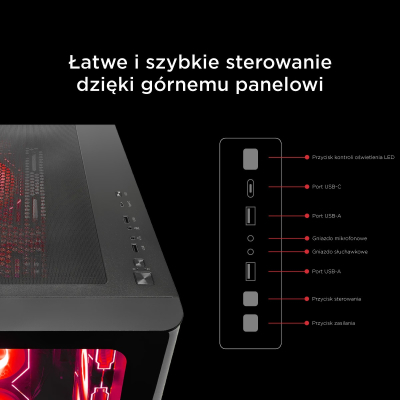 Rampage Loopy Obudowa PC akwarium 7x wentylator ARGB Infinity HUB czarna