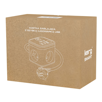 KERG Kostka zasilająca 3-gniazdowa + szybka ładowarka H05VV-F 16A/250V~