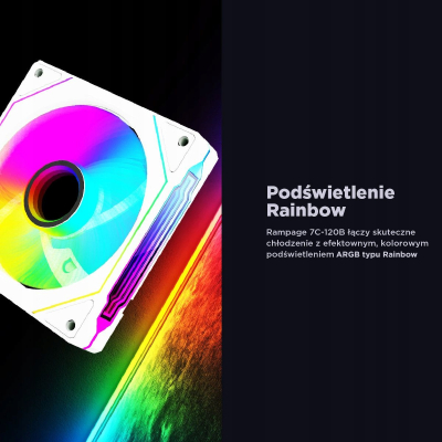 Rampage Wentylator do obudowy 120MM 1800RPM Infinite loop ARGB biały PWM