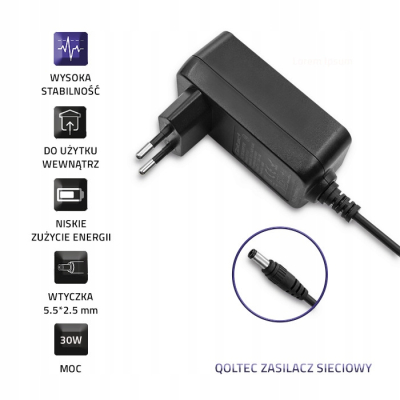 Qoltec Zasilacz wtyczkowy 30W 15V 2A 5.5*2.5 51520