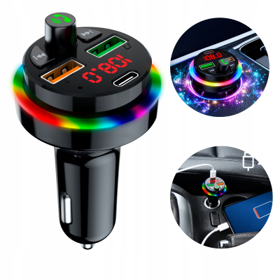 Tracer CarSynk Transmiter FM USB Powerbank BT USB-C/USB-A MicroSD LED RGB SKLEP KOZIENICE RADOM
