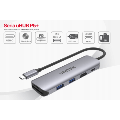 Unitek H1107D USB-C 2xUSB PD 100W SD,microSD,HDMI