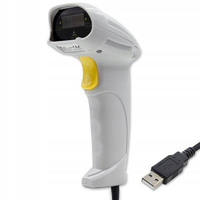 Qoltec Laserowy czytnik kodów kreskowych 1D USB Biały 50877