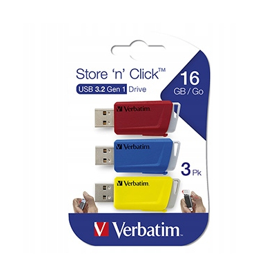 Verbatim flash disk, USB 3.0, 16GB, Store N Click, mix kolorów USB A 49306