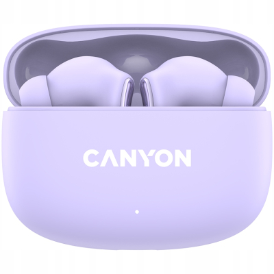CANYON Słuchawki dokanałowe OnGo 9 Fioletowe ANC ENC USB C TWS