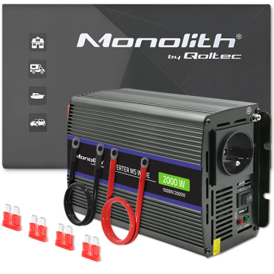 Qoltec Przetwornica Monolith 2000 MS Wave 12V/230V 1000/2000W USB