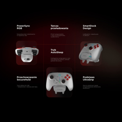 Rampage Hydra Pro Pad bezprzewodowy RGB 2.4G Hall analogo stacja ładowania