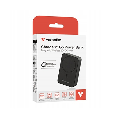 Verbatim powerbank 5V 20000mAh, Mocowanie magnetyczne, Czarny