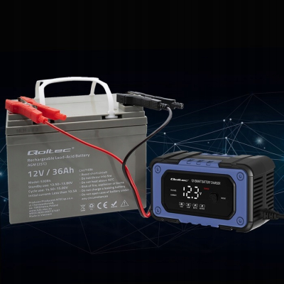Qoltec Prostownik do akumulatora z funkcją naprawy 12V 6A LED 52483