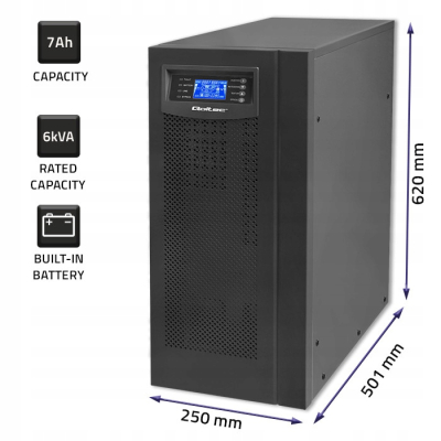 Qoltec Zasilacz UPS Online Pure Sine Wave 6kVA 4.8kW LCD USB 53982