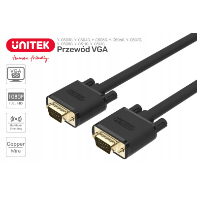 Unitek Y-C513G przewód PREMIUM VGA HD15 M/M 2m