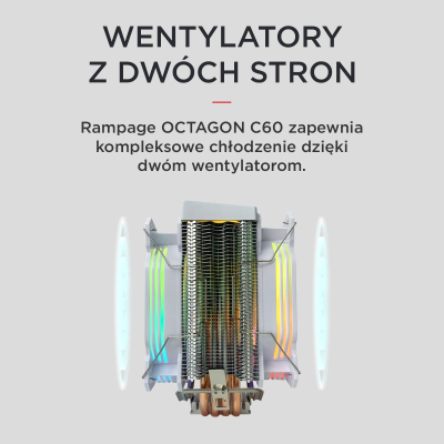 Rampage Octagon C60 Chłodzenie LGA1700/AM5 1800RPM 2 x120mm ARGB PWM