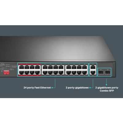 TP-Link Przełącznik niezarządzalny SL1226P 24xFE PoE+