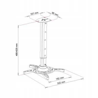 UCHWYT PODWIESZANY 40-62cm DO PROJEKTORA P-102B