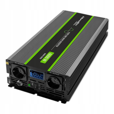 Qoltec Przetwornica Monolith 3000W 6000W 24V/230V Czysty Sinus LCD