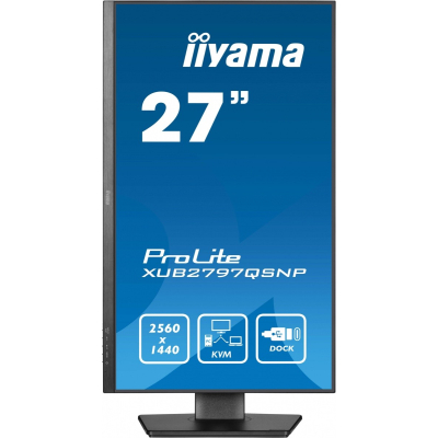 IIYAMA Monitor 27 cali XUB2797QSNP-B1 IPS QHD USB-c Dock, KVM HDMI
