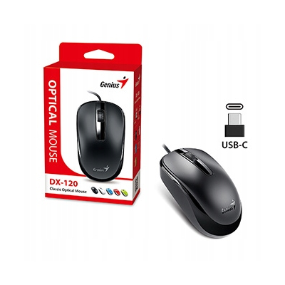Genius DX-120 Mysz przewodowa, czarna, 1200DPI, USB-C