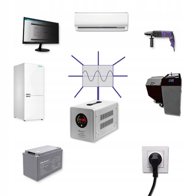 Qoltec Zasilacz awaryjny Pure Sine Wave UPS 800VA 560W Stała faza Szary