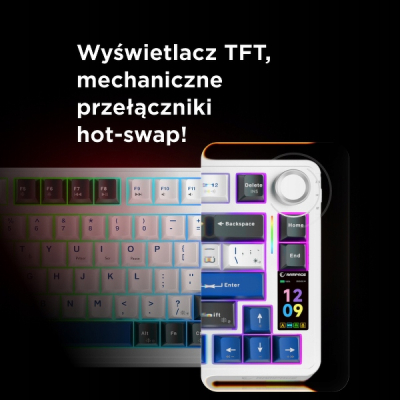 Rampage Quell Pro bezprzewodowa klawiatura mechaniczna Ekran, Gasket