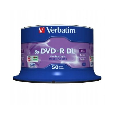 Verbatim DVD+R DL Double Layer Matt Silver 8.5GB 8x spindle 50-pack 12cm