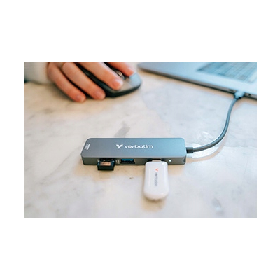 Verbatim USB-C Hub wieloportowy 4-port, 32155, szary, długość kabla 18 cm